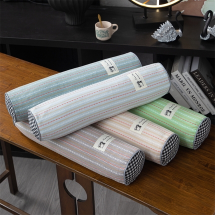 91家纺网 家纺一手货源 找家纺 （总）仁宇枕业 2025新款新品全棉色织提花水洗棉条纹圆形糖果颈椎护颈枕头枕芯