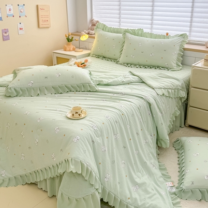 91家纺网 家纺一手货源 找家纺 （总）慕克斯 2025新款奶小棉韩版床盖款夏被四件套