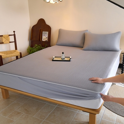 91家纺网 家纺一手货源 找家纺 席之家 2025新款4D冰感泡泡凉席-暮光 床笠 暮光-灰