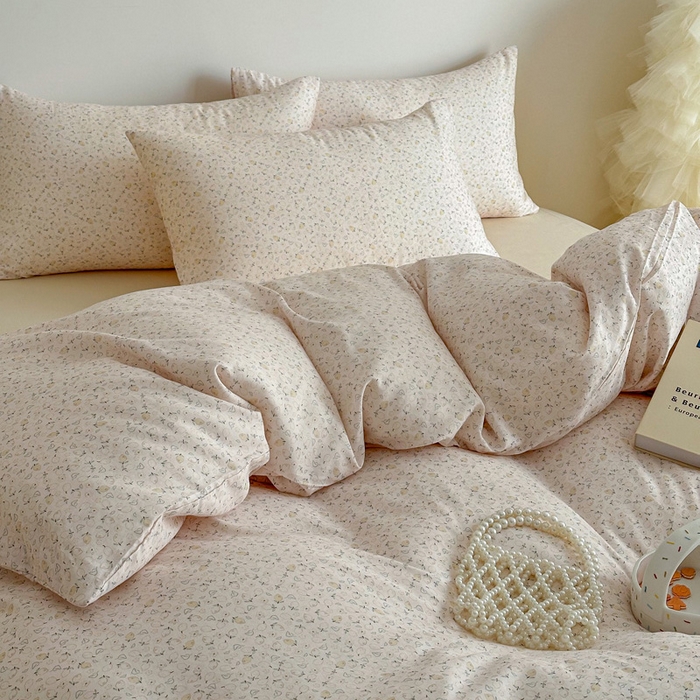 91家纺网 家纺一手货源 找家纺 塞纳 2026新款.全棉有氧双层纱四件套-场景一 柠语-桔