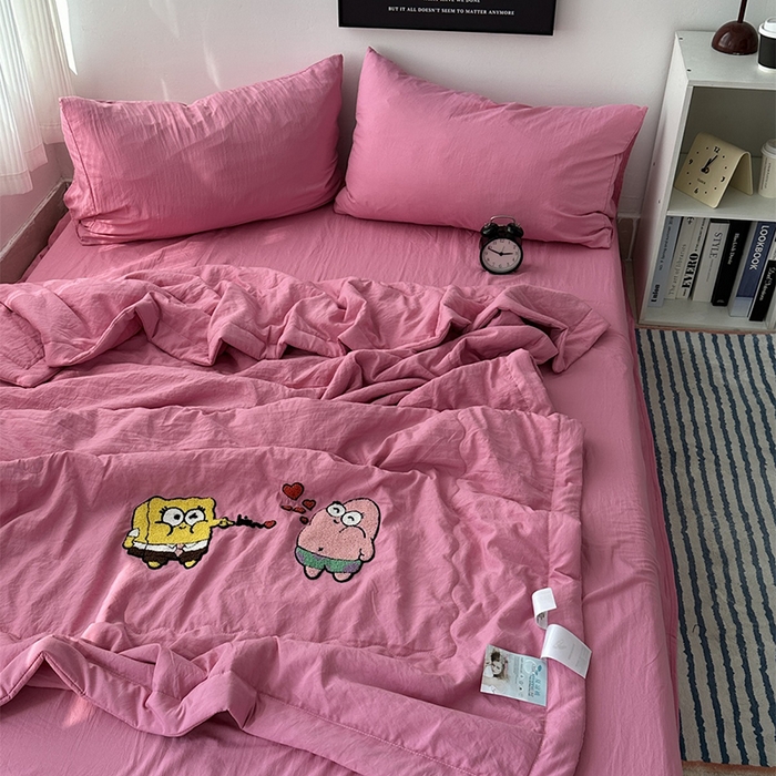 91家纺网 家纺一手货源 找家纺 （总）优色良品家纺 2025新款卡通毛巾绣夏被四件套