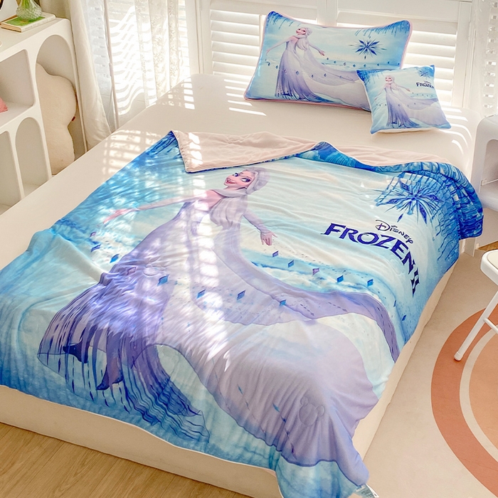 91家纺网 家纺一手货源 找家纺 ds生活馆 2026新款A类大版卡通凉感丝夏被 艾莎女王