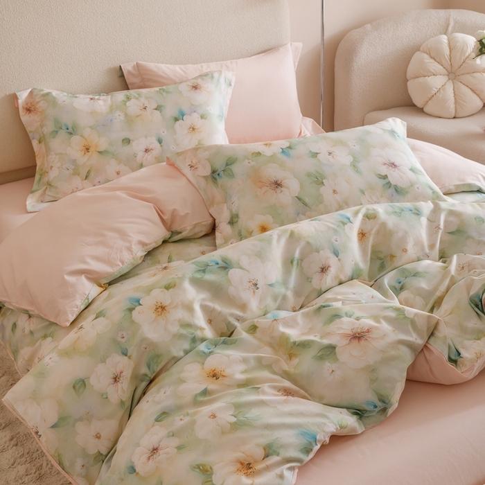 91家纺网 家纺一手货源 找家纺 （总）2025新款全棉纯棉【如梦令】红金裸盖棉四件套【标准号全网控价（折后券后）不低于199元】