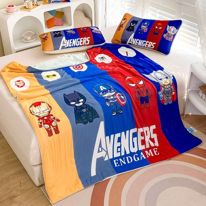 91家纺网 家纺一手货源 找家纺 ds生活馆 2025新款A类大版卡通凉感丝夏被 超级英雄