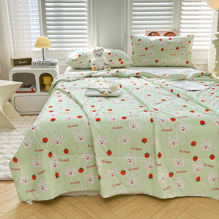 91家纺网 家纺一手货源 找家纺 好梦来家纺（原锦茂家纺） 2026新款印花凉感丝抗菌夏被 甜蜜蜜