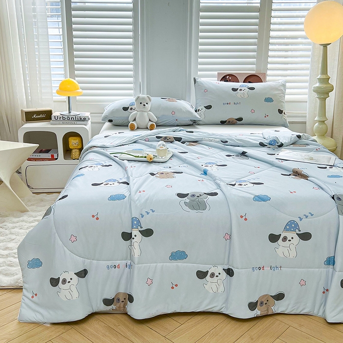 91家纺网 家纺一手货源 找家纺 好梦来家纺（原锦茂家纺） 2025新款印花凉感丝抗菌夏被 大耳狗