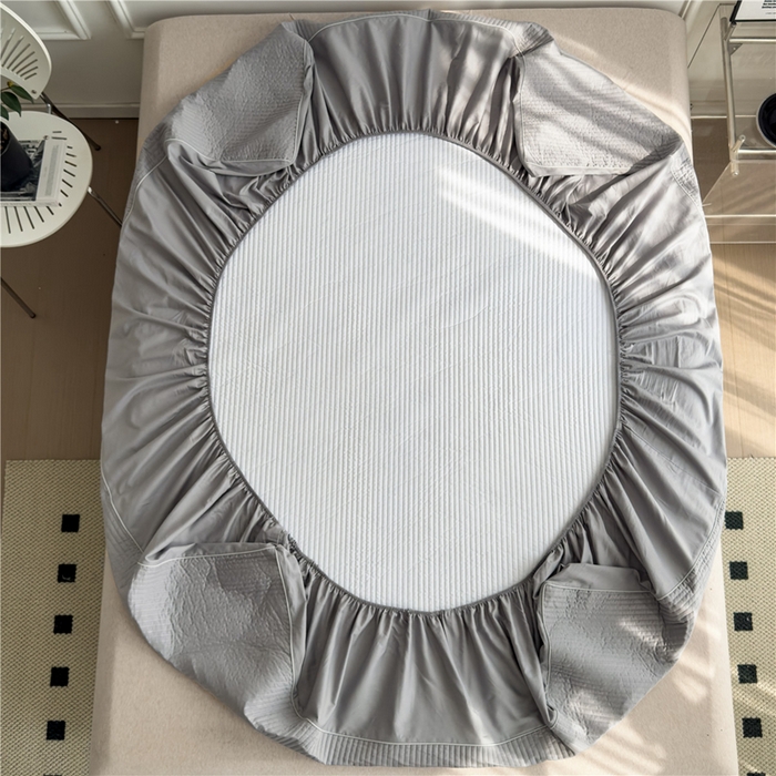 91家纺网 家纺一手货源 找家纺 法芙娜家纺 2025新款全棉40S水洗棉床笠 浅灰