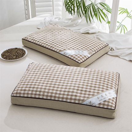 91家纺网 家纺一手货源 找家纺 （总）仁宇枕业 2025新款新品全棉色织水洗棉宫廷全荞麦枕头枕芯-田园格子系列草本荞麦枕