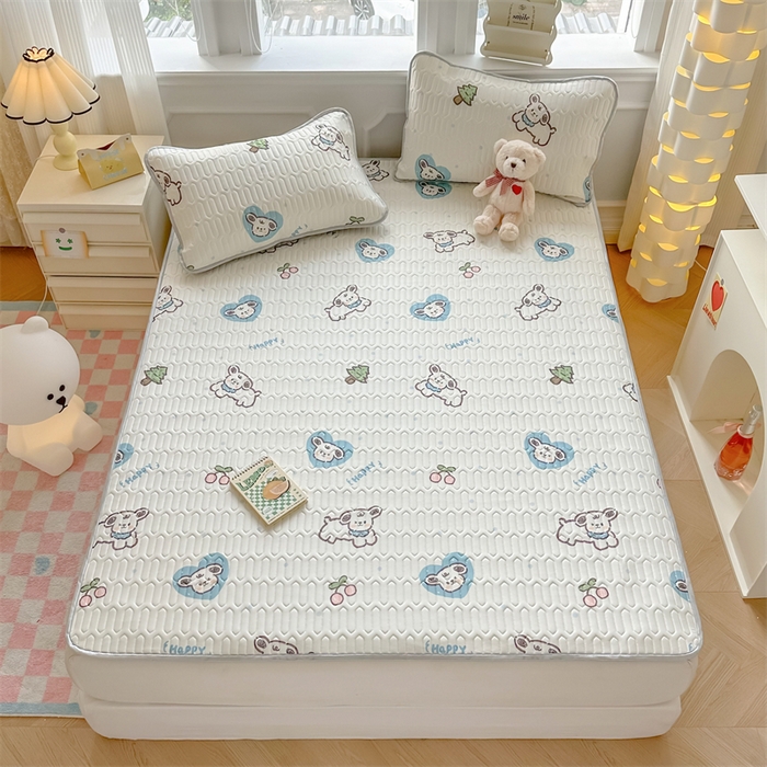 91家纺网 家纺一手货源 找家纺 慕尚家纺 2025新款小清新凉感丝乳胶席 淘气狗