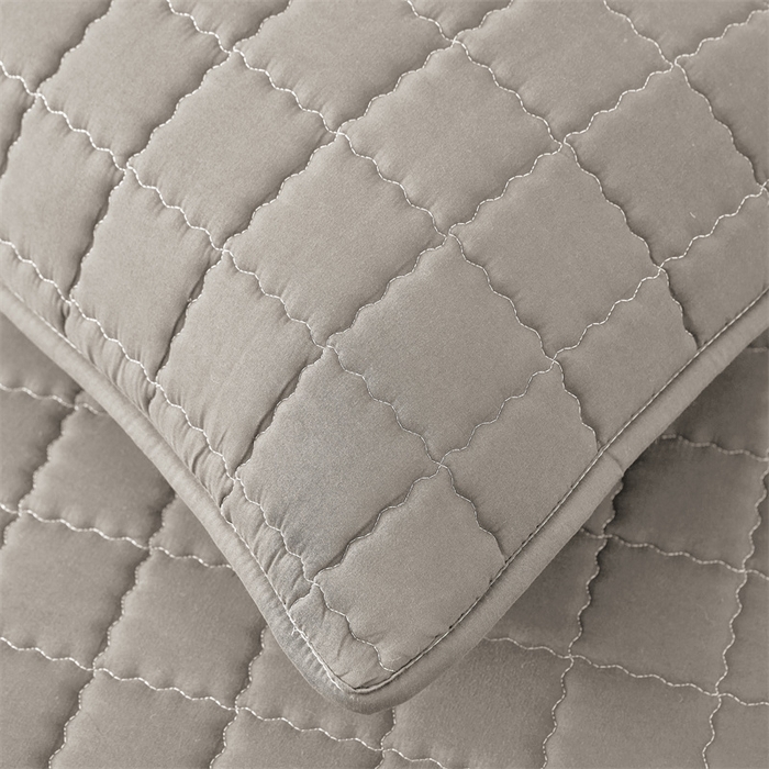 91家纺网 家纺一手货源 找家纺 欧邦 2025新款水洗原棉六面全包夹棉床笠 简雅灰