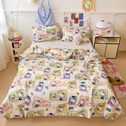 昊川家纺 2025新款三丽鸥A类水洗双层纱夏被夏凉被空调被 拼图KT