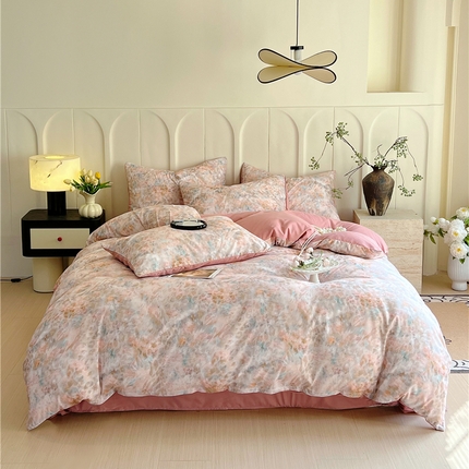 2025新款仿色织提花数码印花水洗棉四件套 森野 咖