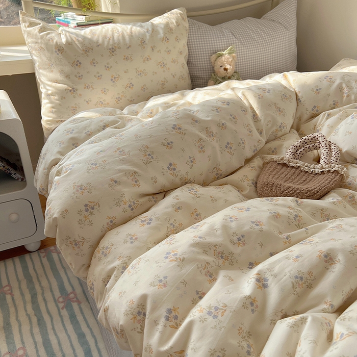 91家纺网 家纺一手货源 找家纺 瑞莱 2025全新纯棉清新小碎花四件套 蓝香清韵