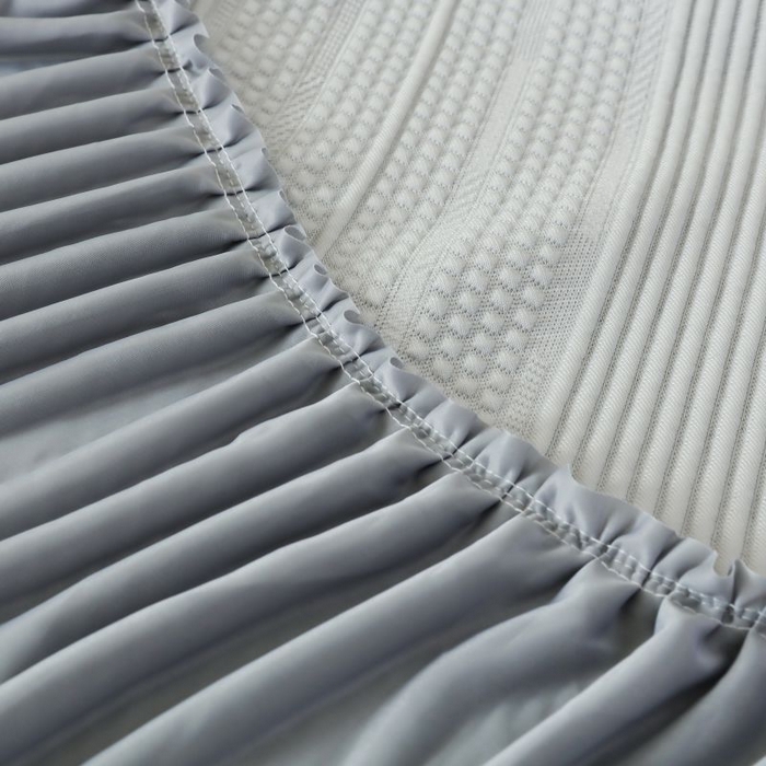 91家纺网 家纺一手货源 找家纺 2025新款亲肤流星雨冰丝席床裙 灰色