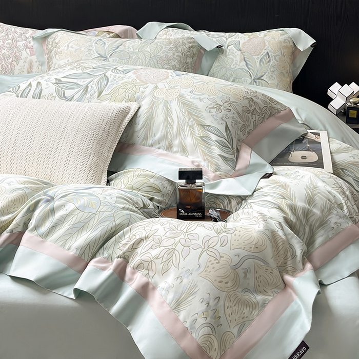 91家纺网 家纺一手货源 找家纺 （总） 2025夏季A类天丝棉夹棉床盖床笠四件套全棉纯棉纯色长绒棉真丝保护罩高级感床上用品