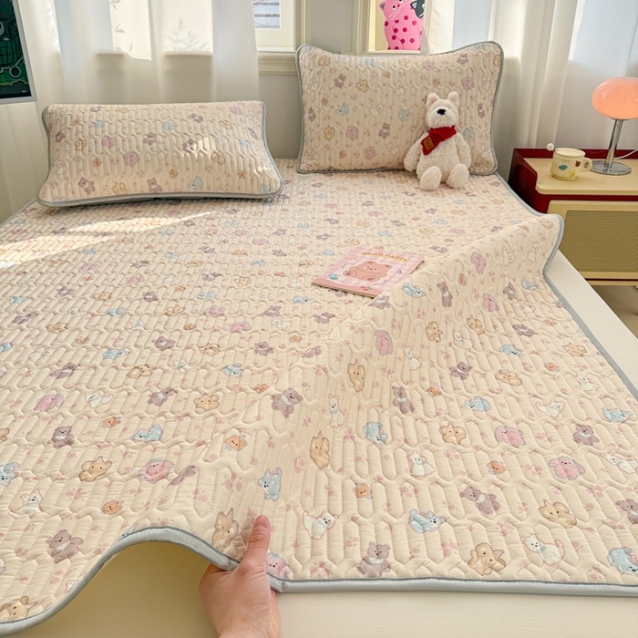 91家纺网 家纺一手货源 找家纺 慕尚家纺 2025新款小清新凉感丝乳胶席 小奶狗