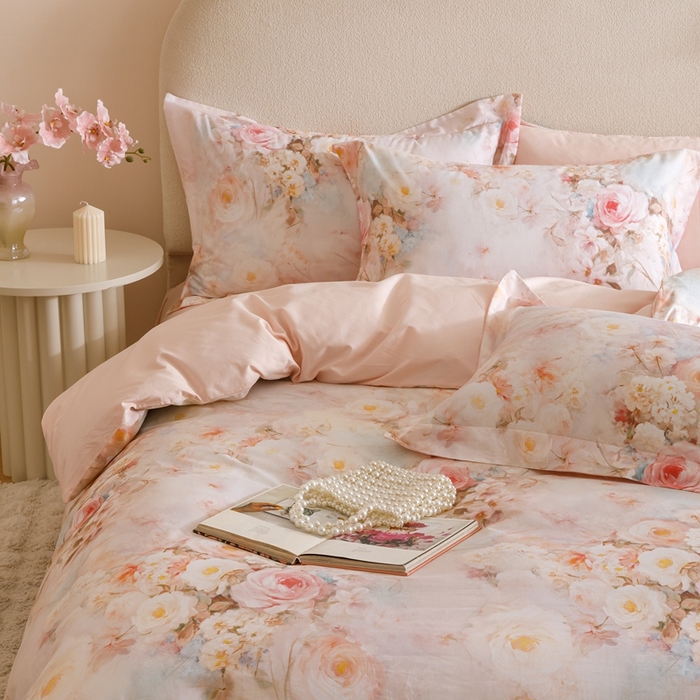 91家纺网 家纺一手货源 找家纺 2025新款全棉纯棉【如梦令】红金裸盖棉四件套【标准号全网控价（折后券后）不低于199元】 茉白予香