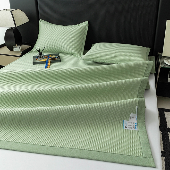 91家纺网 家纺一手货源 找家纺 安哆啦家纺 2025新款480克高端PE冰豆豆软凉席 华夫格-抹茶绿