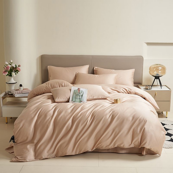 91家纺网 家纺一手货源 找家纺 暖芯家纺 2025新款60S黑标全棉四件套 奶咖杏