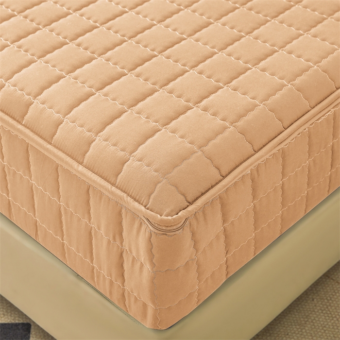 91家纺网 家纺一手货源 找家纺 欧邦 2025新款水洗原棉六面全包夹棉床笠 羊驼色