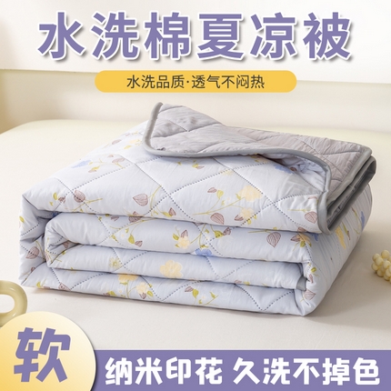 憨豆家纺 2025新款纳米印花超声波夏被简约可机洗空调被夏凉被礼品被直播跨境 枝桠