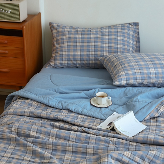 91家纺网 家纺一手货源 找家纺 雯雨家纺 2025新款A类无印风里外全棉纯棉水洗棉新疆棉花夏被夏凉被空调被 巴洛咖