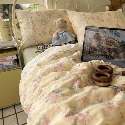 HL原创 2025法式花边油画风全棉双层纱四件套 半塘小姐