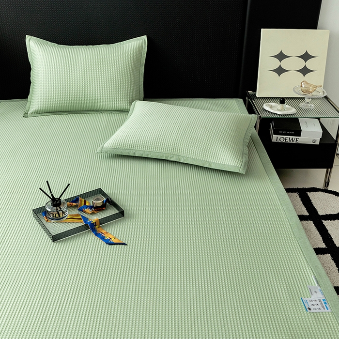 91家纺网 家纺一手货源 找家纺 安哆啦家纺 2025新款480克高端PE冰豆豆软凉席 华夫格-抹茶绿