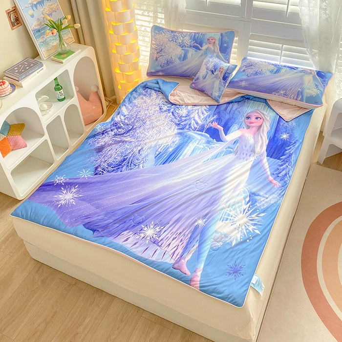 91家纺网 家纺一手货源 找家纺 ds生活馆 2025新款A类大版卡通凉感丝夏被 冰雪皇后