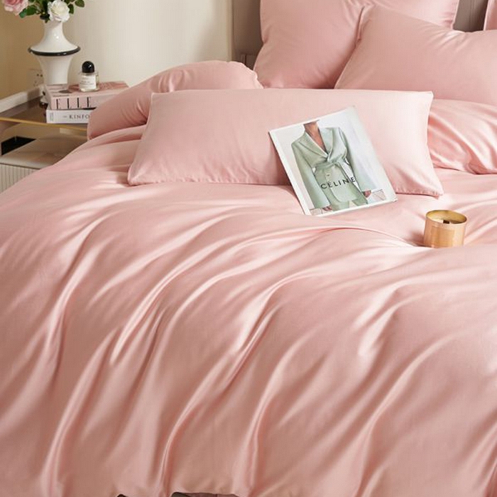 91家纺网 家纺一手货源 找家纺 暖芯家纺 2025新款60S黑标全棉四件套 暖心粉