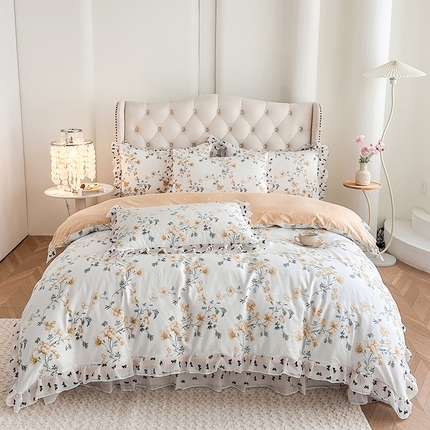 91家纺网 家纺一手货源 找家纺 美伦美焕 2025新款全棉印花床盖四件套 米馨