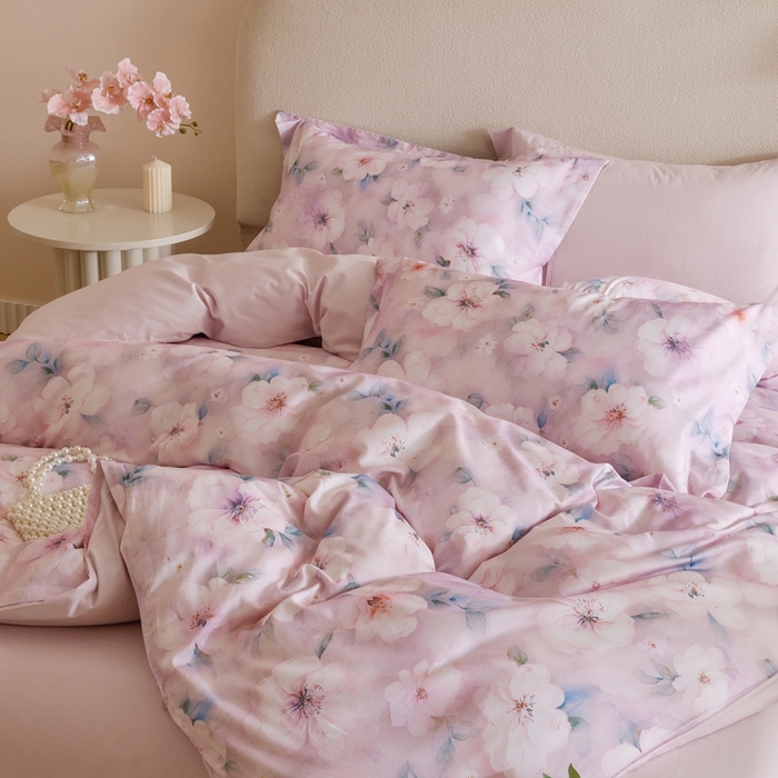 91家纺网 家纺一手货源 找家纺 2025新款全棉纯棉【如梦令】红金裸盖棉四件套【标准号全网控价（折后券后）不低于199元】 紫丁香