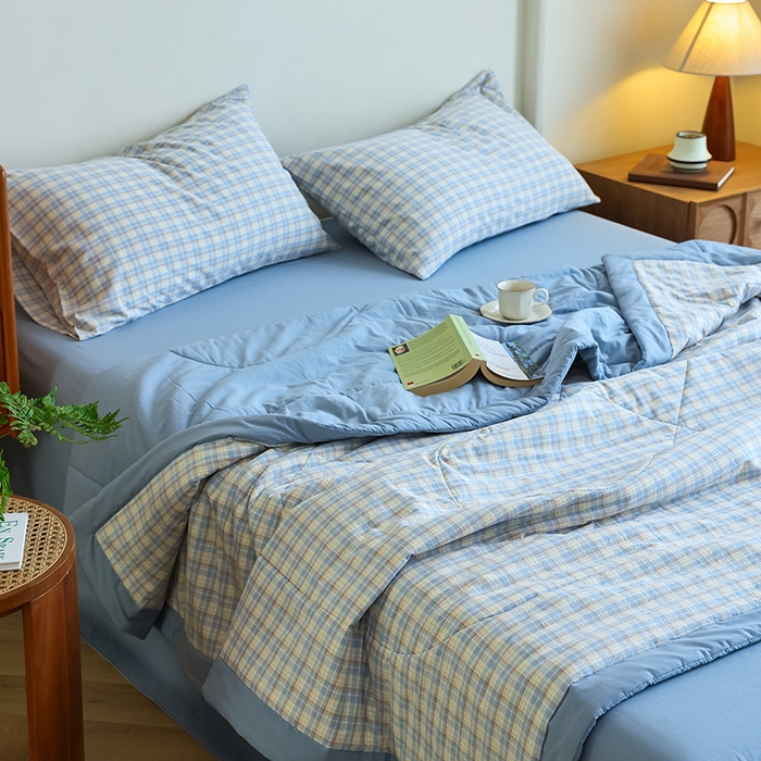 91家纺网 家纺一手货源 找家纺 雯雨家纺 2025新款A类无印风里外全棉纯棉水洗棉新疆棉花夏被夏凉被空调被 朵拉兰