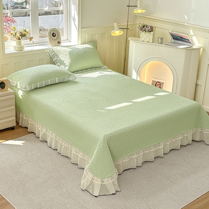 91家纺网 家纺一手货源 找家纺 （总）金艾草 发2025新款亲肤舒适纯色泡泡棉韩版韩版床盖三件套