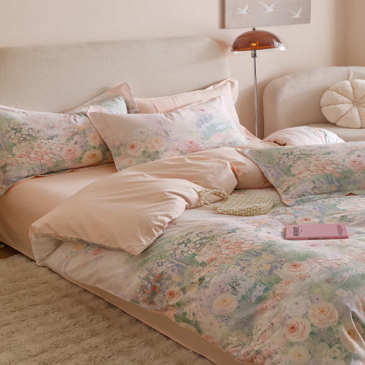 91家纺网 家纺一手货源 找家纺 2025新款【如梦令】红金裸盖棉四件套（标准号 全网控价） 芳香-柳绿