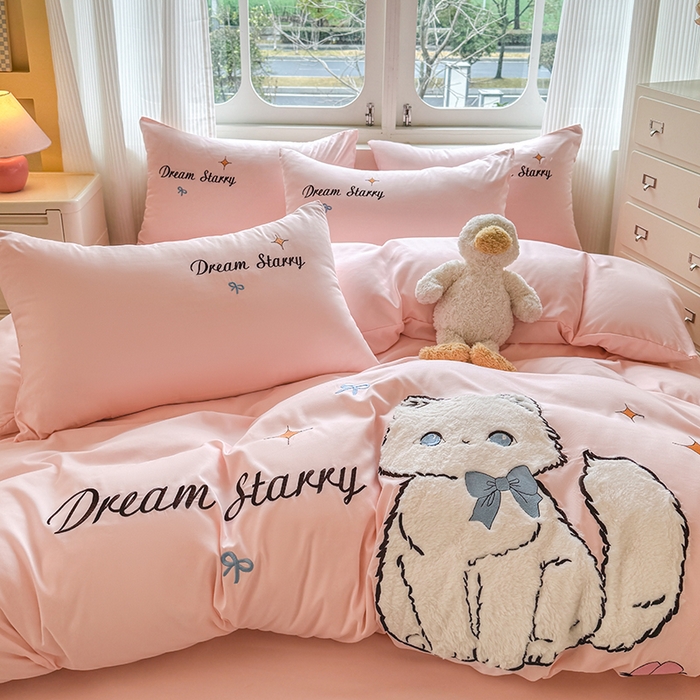 91家纺网 家纺一手货源 找家纺 （总）凯美 2025新款超柔水洗棉卡通贴布绣四件套