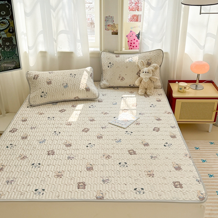 91家纺网 家纺一手货源 找家纺 慕尚家纺 2025新款小清新凉感丝乳胶席 吖咪兔