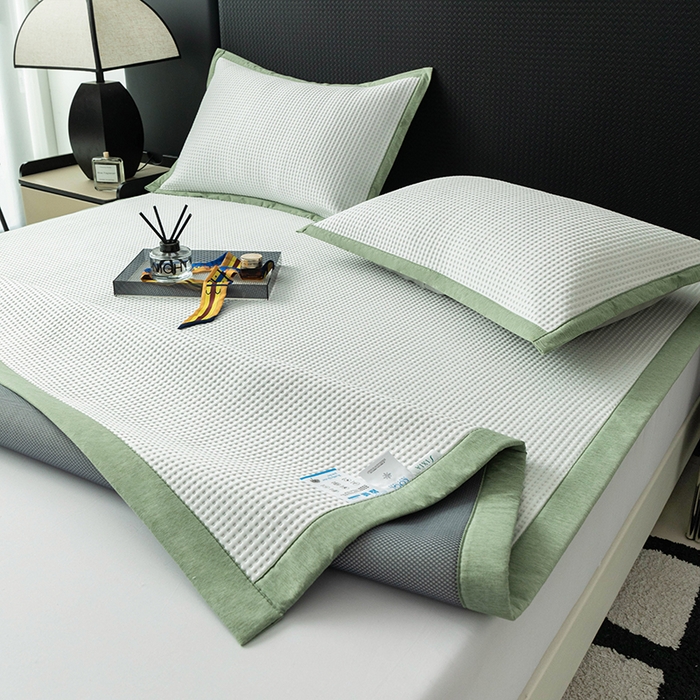 91家纺网 家纺一手货源 找家纺 安哆啦家纺 2025新款480克高端PE冰豆豆软凉席 华夫格-温柔白