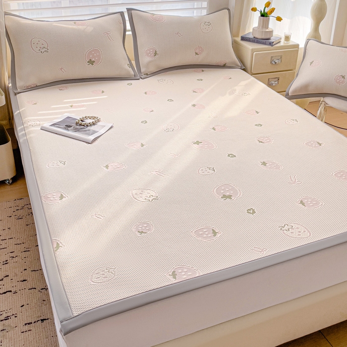 91家纺网 家纺一手货源 找家纺 （总）富馨莱 2025新款A类480克PE凉感凉豆豆凉席三件套和单件平铺款