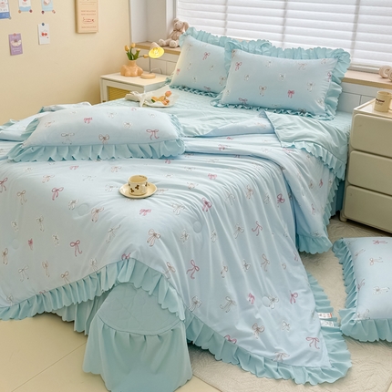 91家纺网 家纺一手货源 找家纺 （总）慕克斯 2025新款奶小棉韩版床盖款夏被四件套