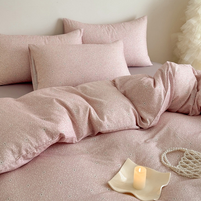 91家纺网 家纺一手货源 找家纺 塞纳 2026新款.全棉有氧双层纱四件套-场景一 流薇纱-红