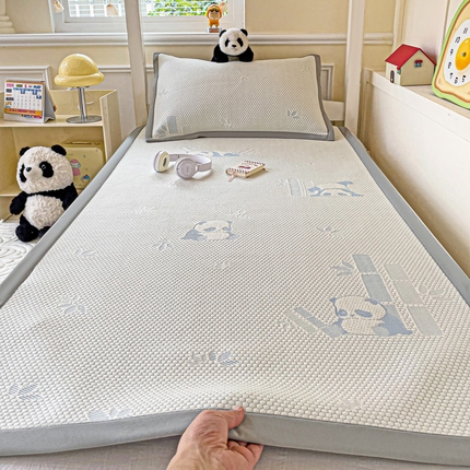 富馨莱 2025新款A类480克PE凉感凉豆豆凉席三件套和单件学生款 熊猫嘟嘟-蓝