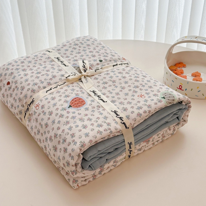 91家纺网 家纺一手货源 找家纺 塞纳 2026新款.全棉有氧双层纱四件套-场景一 南瓜派对-黄