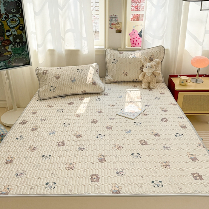 91家纺网 家纺一手货源 找家纺 慕尚家纺 2025新款小清新凉感丝乳胶席 吖咪兔