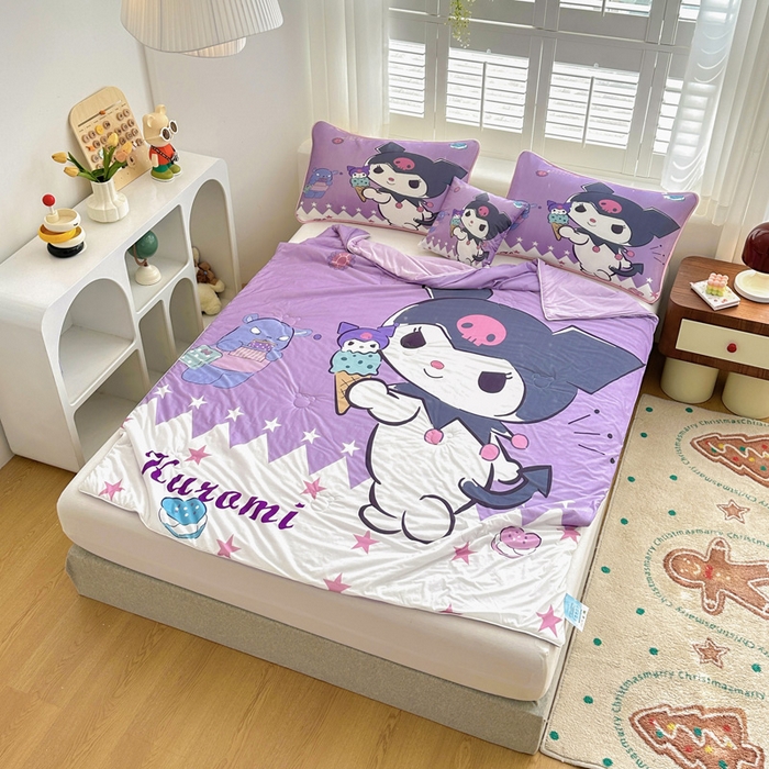 91家纺网 家纺一手货源 找家纺 ds生活馆 2025新款A类大版卡通凉感丝夏被 冰激凌库洛米