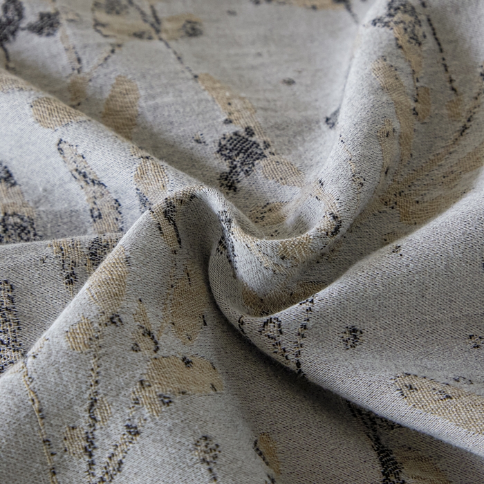 91家纺网 家纺一手货源 找家纺 2025新款亲肤全棉三层纱提花四件套 叶语-珠子褐