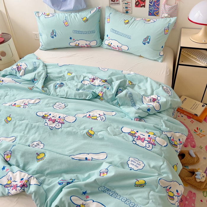 91家纺网 家纺一手货源 找家纺 昊川家纺 2025新款三丽鸥A类水洗双层纱夏被夏凉被空调被 汉堡玉桂狗