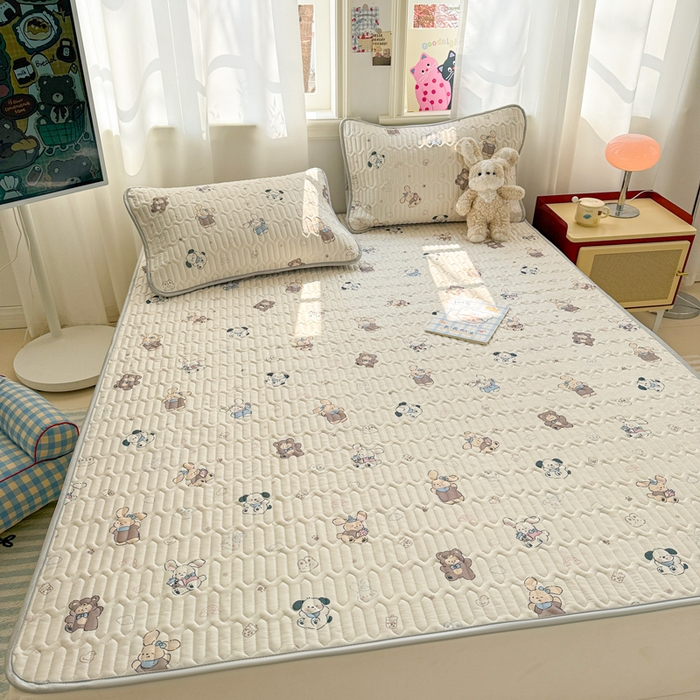 91家纺网 家纺一手货源 找家纺 慕尚家纺 2025新款小清新凉感丝乳胶席 吖咪兔