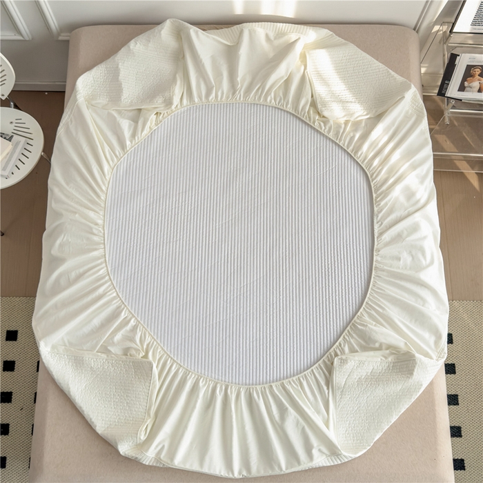 91家纺网 家纺一手货源 找家纺 法芙娜家纺 2025新款全棉40S水洗棉床笠 白色