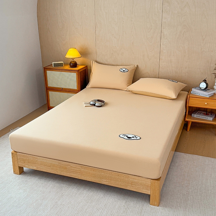 91家纺网 家纺一手货源 找家纺 澳梵家居 2025新款A类全棉毛巾绣床笠 小白-粉玉